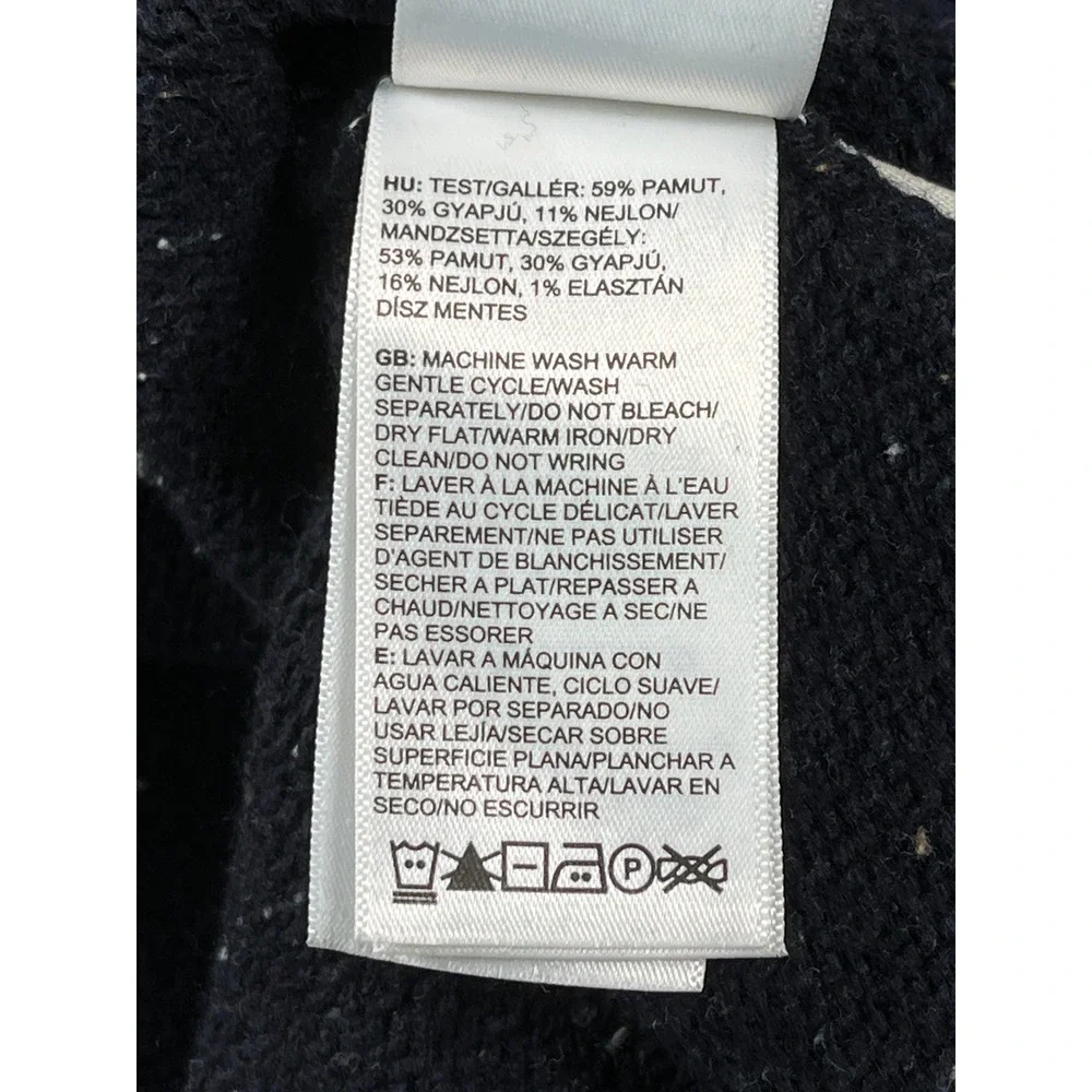 The North Face Sweater Mens Medium Navy Blue Cotton Wool Knit Crew Neck Winter